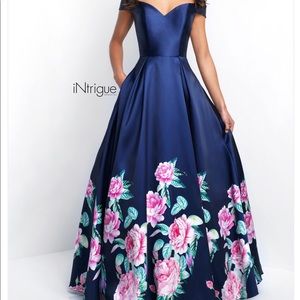 Navy blue ball gown elegant evening gown